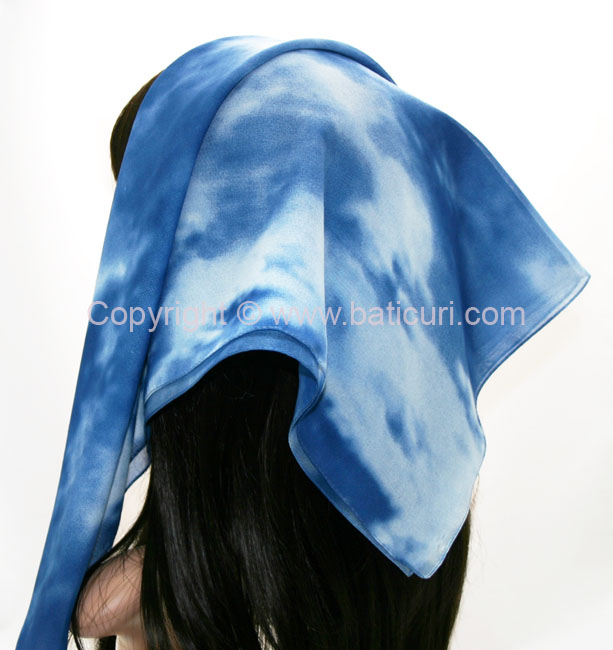 117-03 Large Polyester Ombre Italian Scarves -Dk.blue/white