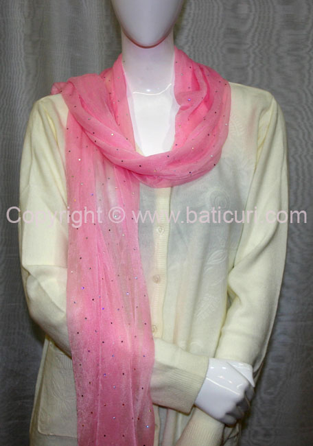 101-02 OB Scarves with small sequence all over-Lt.Pink