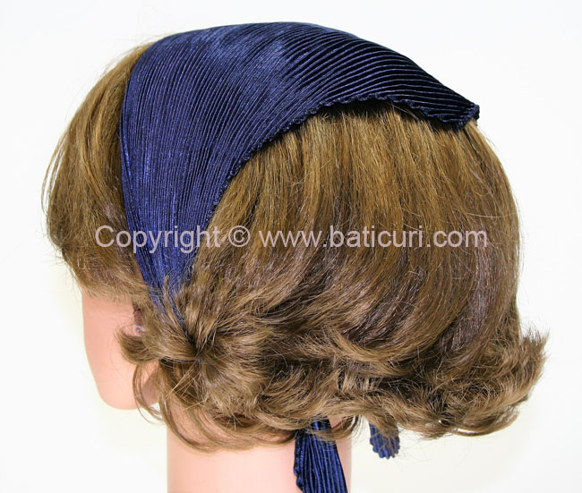 91-03 Polyester Silky Feel Pleated Scarves-Navy Blue
