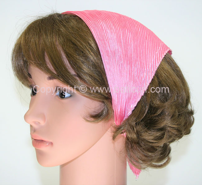 91-97 Polyester Silky Feel Pleated Scarves- Candy pink