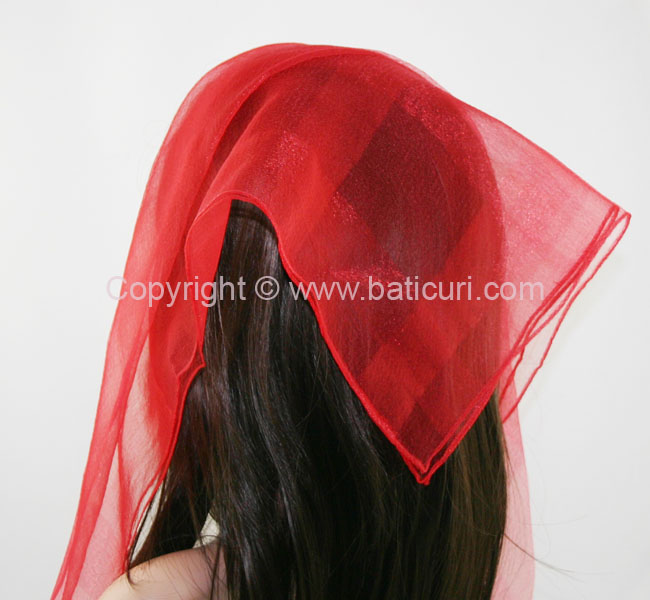 #02(W) SQ Solid with wide silk stripes- Red