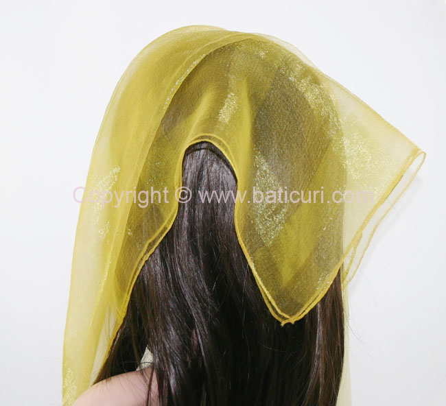 #02(W) SQ Solid with wide silk stripes- Mustard