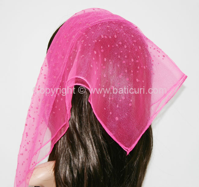 #11 SQ Nylon Mixed Polka Dots Scarves- Hot Pink/pink