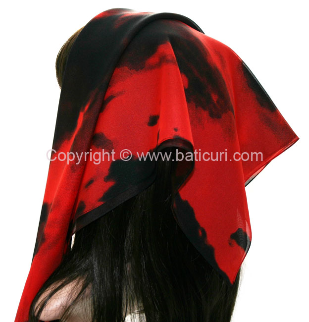117-02 Large Polyester OmbreItalian Scarves -Black/red