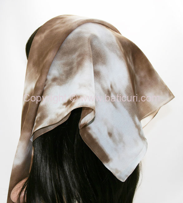 117-05 Large Polyester Ombre Italian Scarves -Ivory/brown