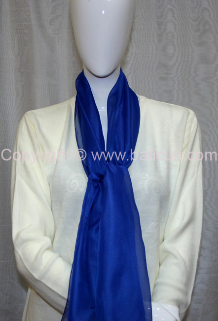 80-03 Sheer Oblong Wide Solid Scarves-Royal Blue
