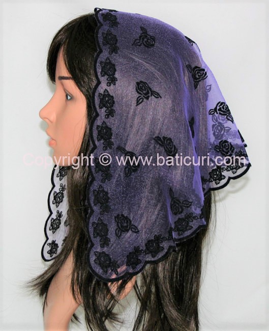 #54 Tri. scattered roses-Dark purple with black