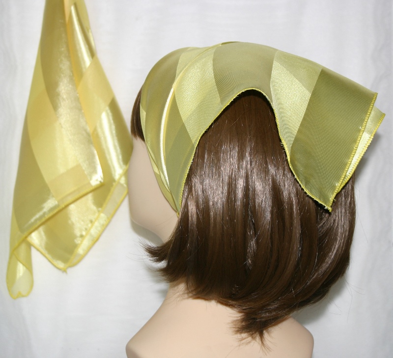 Small Polyester with wide silk stripe-Bright Yellow