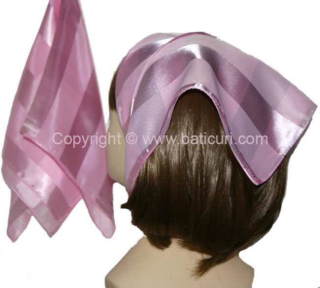 Small Polyester with wide silk stripe-Light Pink